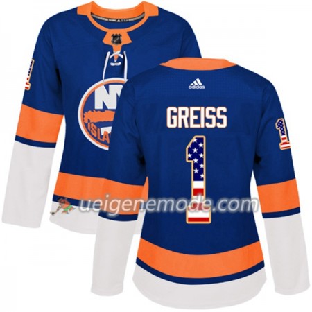 Dame Eishockey New York Islanders Trikot Thomas Greiss 1 Adidas 2017-2018 Blue USA Flag Fashion Authentic